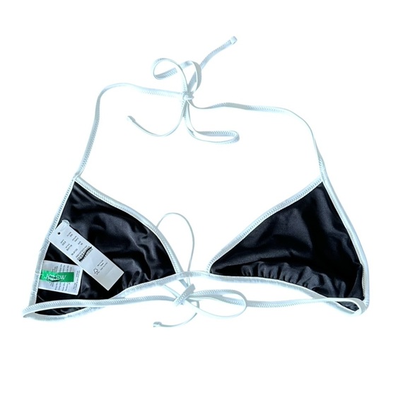 NEW J. CREW String bikini top with contrast trim Black & white size Medium - Picture 4 of 7